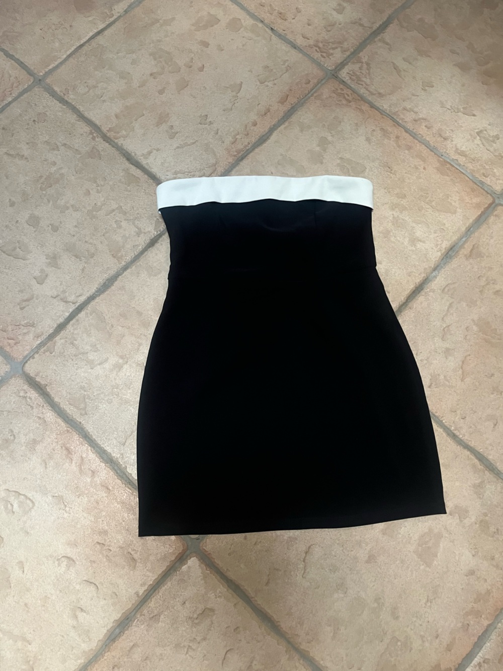 Edikted Black Mini Dress with White Bandeau Trim